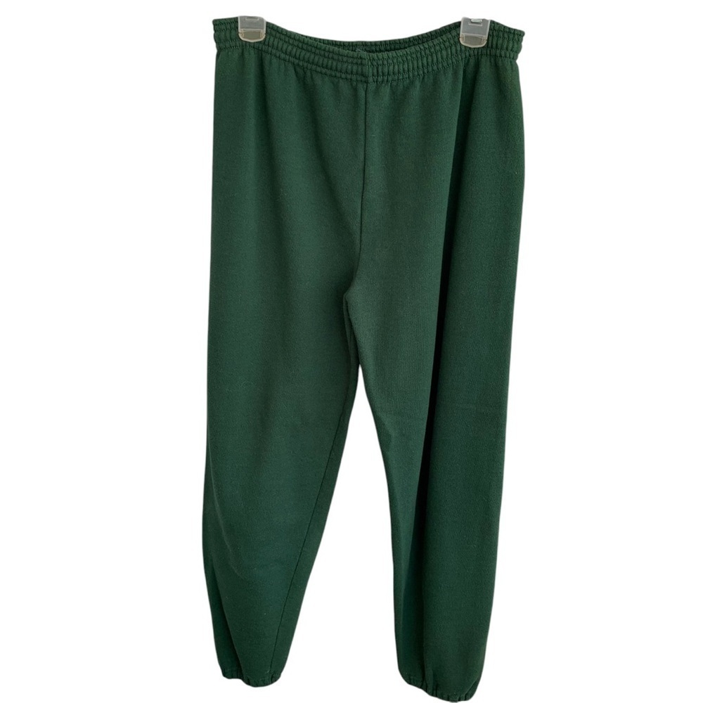 Vintage Green Jogger Sweatpants Pants Jerzees Nublend Made in USA Size Large 90s